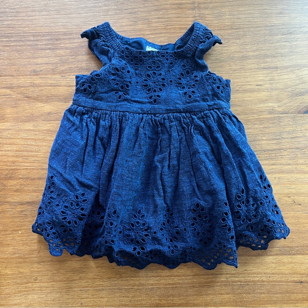 GAP Dark Blue Eyelet Kids Dress